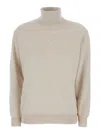 Brunello Cucinelli Beige Turtleneck Sweater In Cashmere Woman In Gray