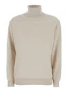 Brunello Cucinelli Beige Turtleneck Sweater In Cashmere Woman In Gray