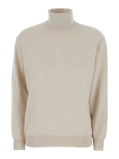BRUNELLO CUCINELLI BEIGE TURTLENECK SWEATER IN CASHMERE WOMAN