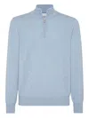 Brunello Cucinelli Cashmere High-neck Sweater In Blue