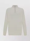 Brunello Cucinelli White Turtleneck Sweater With Zip Men