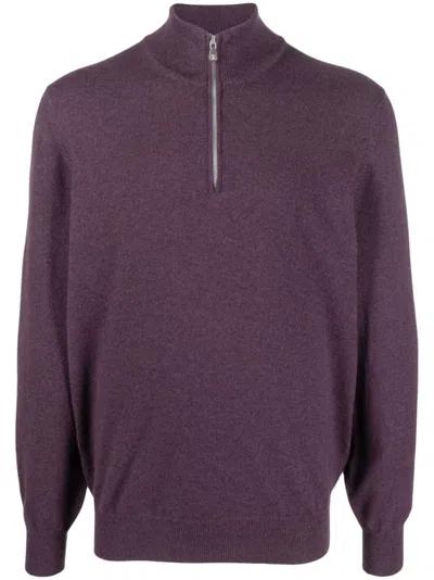 Brunello Cucinelli Cashmere High Neck Sweater In Violet