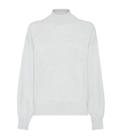 Brunello Cucinelli Cashmere High-neck Sweater In White