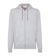 Brunello Cucinelli Cashmere Hooded Cardigan In Gray
