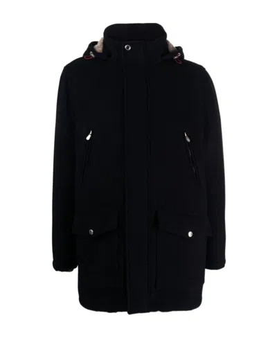 Brunello Cucinelli Concealed Fastened Hooded Parka In Black