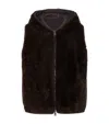 Brunello Cucinelli Reversible Hooded Faux Fur Vest In Brown
