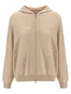 Brunello Cucinelli Relaxed-fit Cashmere Hoodie With Front Zip Closure In Neutral