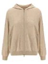 Brunello Cucinelli Relaxed-fit Cashmere Hoodie With Front Zip Closure In Neutral