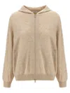 Brunello Cucinelli Relaxed-fit Cashmere Hoodie With Front Zip Closure In Neutral