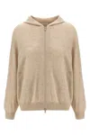 Brunello Cucinelli Relaxed-fit Cashmere Hoodie With Front Zip Closure In Neutral