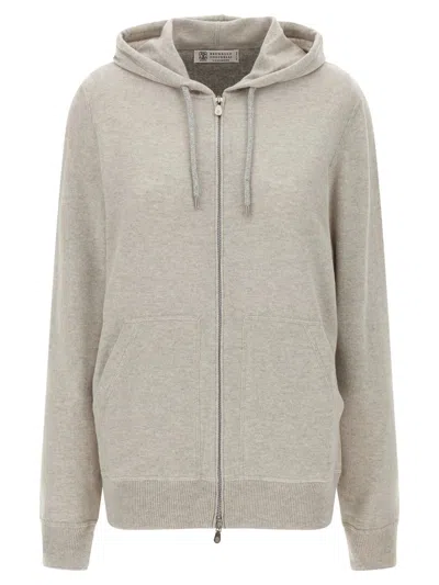 Brunello Cucinelli Cashmere Hoodie Sweatshirt Beige In Grey