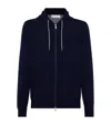Brunello Cucinelli Hooded Crewneck Sweater Front Pockets In Blue