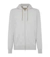 Brunello Cucinelli Front Zip Cashmere Hoodie In Grey