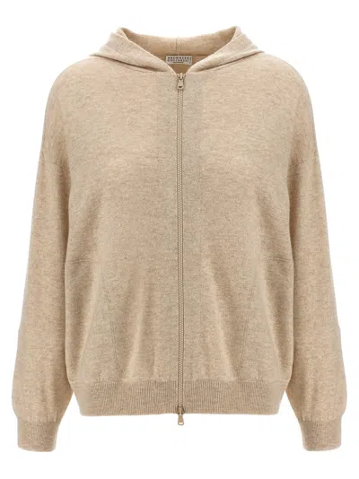 Brunello Cucinelli Cashmere Hoodie Sweatshirt Beige