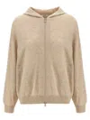 Brunello Cucinelli Relaxed-fit Cashmere Hoodie With Front Zip Closure In Neutral
