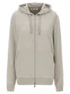 Brunello Cucinelli Cashmere Hoodie With Zip Closure In Multi