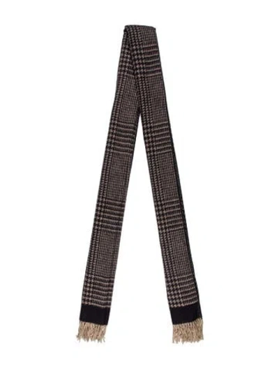 Pre-owned Brunello Cucinelli Cashmere Houndstooth Print Scarf In Brown