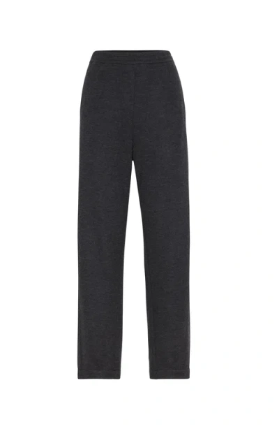 Brunello Cucinelli Cashmere Interlock Track Trousers In Medium Grey