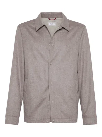 Brunello Cucinelli Cashmere Jacket In Gray