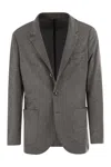 Brunello Cucinelli Men Cashmere Jersey Blazer With Patch Pockets In Gray