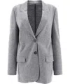 Brunello Cucinelli Cashmere Jersey Deconstructed Blazer With Monili
