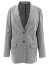 Brunello Cucinelli Cashmere Jersey Deconstructed Blazer With Monili Jackets Grey