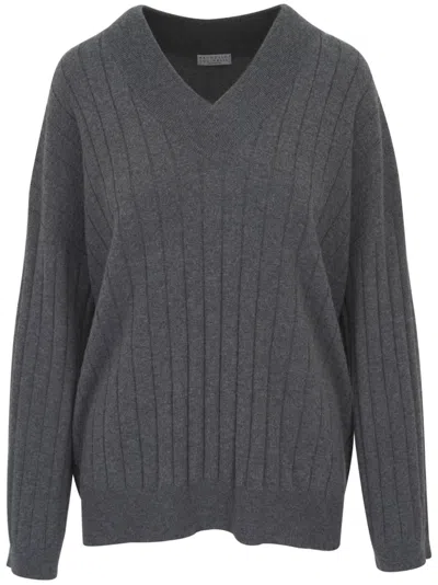 Brunello Cucinelli Cashmere Jumper In Grey
