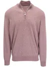 Brunello Cucinelli Men's Cashmere Quarter-zip Sweater In Pink