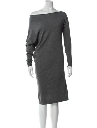 Pre-owned Brunello Cucinelli Cashmere Knee-length Dress In Gray