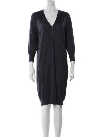 Pre-owned Brunello Cucinelli Cashmere Knee-length Dress In Gray