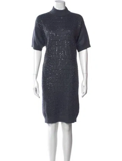 Pre-owned Brunello Cucinelli Cashmere Knee-length Dress In Gray