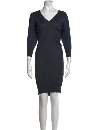 Pre-owned Brunello Cucinelli Cashmere Knee-length Dress In Gray