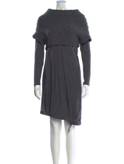 Pre-owned Brunello Cucinelli Cashmere Knee-length Dress In Grey