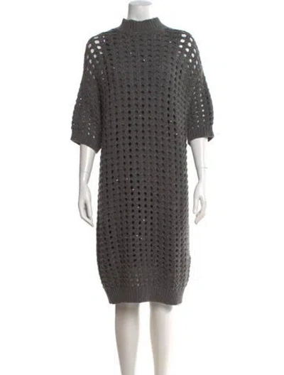 Pre-owned Brunello Cucinelli Cashmere Knee-length Dress W/ Tags In Gray