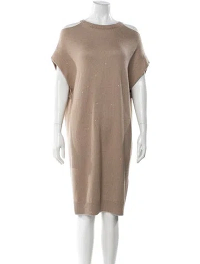 Pre-owned Brunello Cucinelli Cashmere Knee-length Dress W/ Tags In Neutral