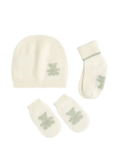 Brunello Cucinelli Cashmere Knit Baby Bernie Beanie, Gloves And Socks Set In Neutral