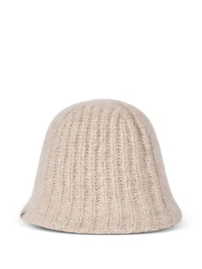 Brunello Cucinelli Cashmere Knit Bucket Hat In Beige