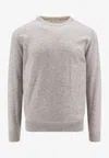 Brunello Cucinelli Grey Cotton Crewneck Sweater In Gray