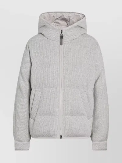 BRUNELLO CUCINELLI CASHMERE KNIT DOWN JACKET HOODED DESIGN