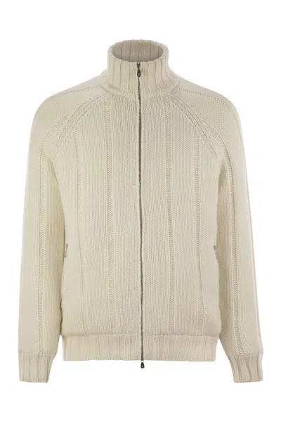 BRUNELLO CUCINELLI BRUNELLO CUCINELLI CASHMERE KNIT DOWN JACKET WITH ZIP
