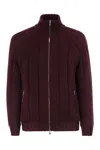 Brunello Cucinelli Men Cashmere Knit Down Jacket With Zip In Brown