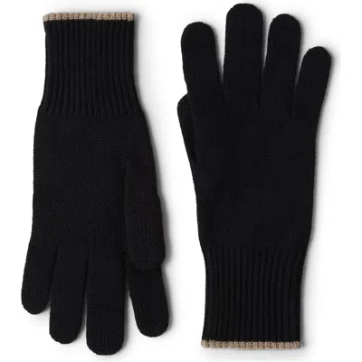 Brunello Cucinelli Cashmere Knit Gloves In Black