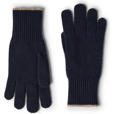 Brunello Cucinelli Cashmere Knit Gloves In Blue