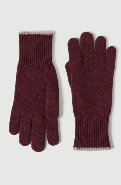 Brunello Cucinelli Cashmere Knit Gloves In Burgundy