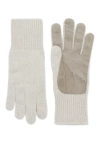 Brunello Cucinelli Cashmere Knit Gloves With Suede Palm In Grey