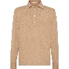 Brunello Cucinelli Cashmere Knit Polo In Camel