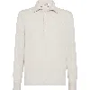Brunello Cucinelli Cashmere Knit Polo In Stone Grey