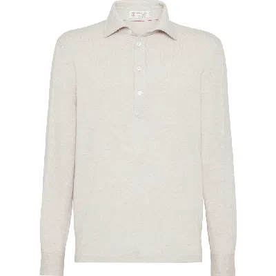 Brunello Cucinelli Cashmere Knit Polo In Grey