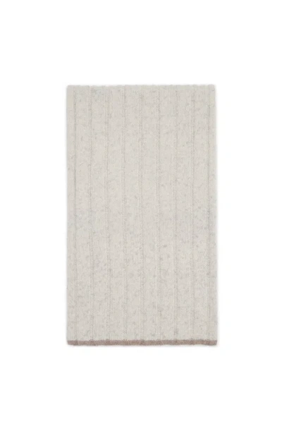 Brunello Cucinelli Cashmere Knit Scarf In Neutral