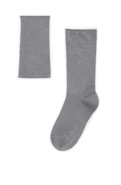 Brunello Cucinelli Cashmere Knit Socks In Medium Grey